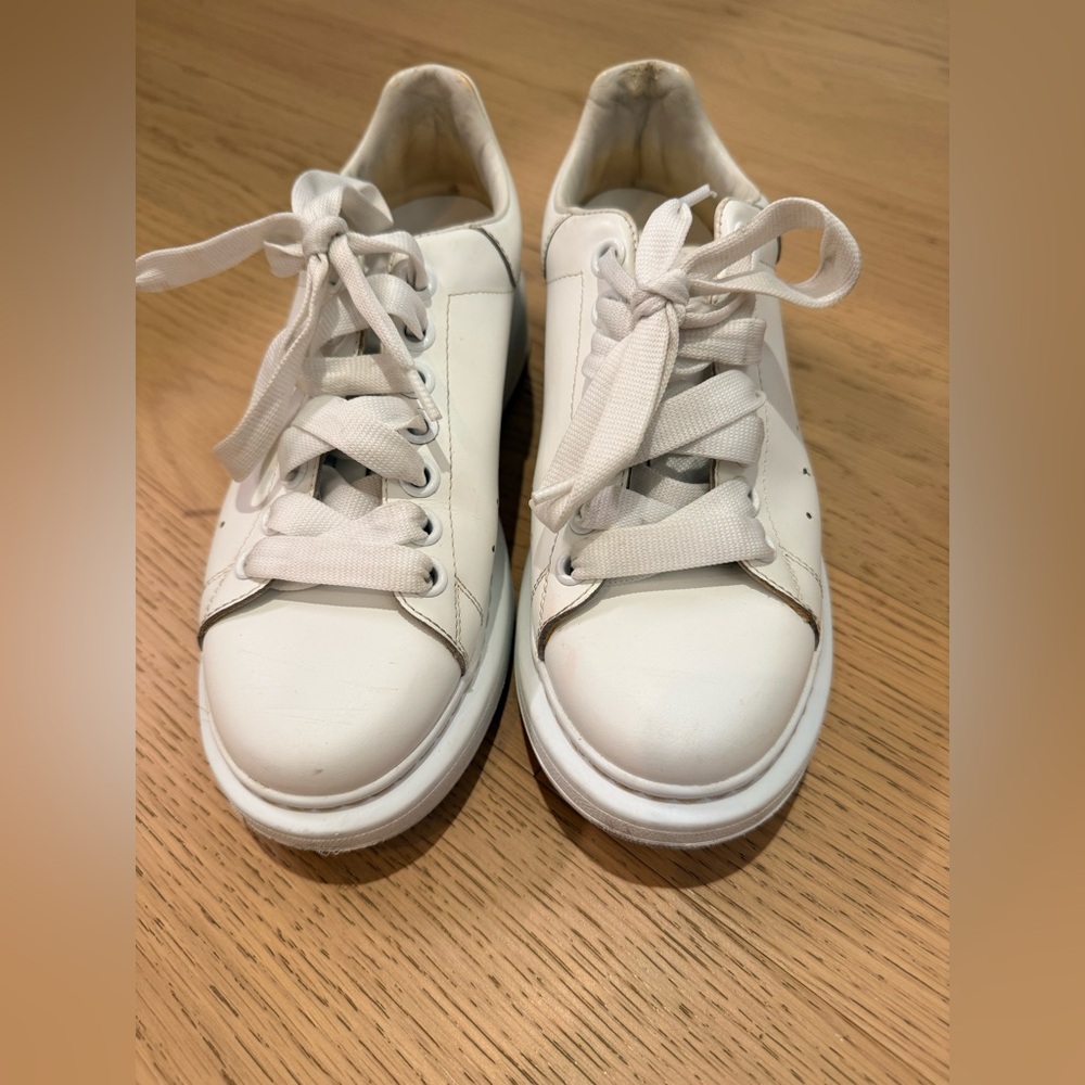 Authentic Alexander McQueen Cream Lace-Up Sneakers